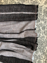 Load image into Gallery viewer, Scarf Wide Stripe Light Nougat Brown Black Wool