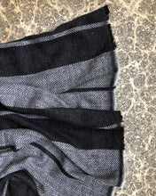 Load image into Gallery viewer, Scarf Wide Stripe Charcoal Black Wool