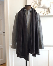 Load image into Gallery viewer, Shawl Travel Blanket Shimla Chunky Wool Stripe Dark Taupe Brown