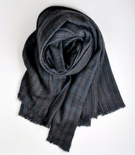 Load image into Gallery viewer, Shawl Shimla Wool Check Grey Blue