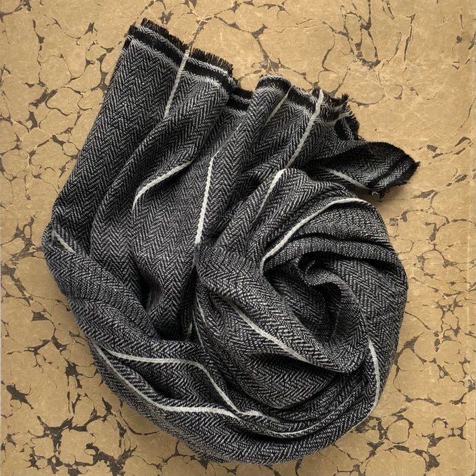 Scarf Charcoal Stripe Wool