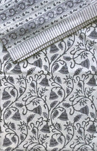 Load image into Gallery viewer, Tablecloth Block Print - Bell Flower Grey 145x220 cm