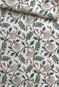 Tablecloth Block Print - Vineyard Green Brown 145x220 cm