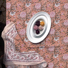 Load image into Gallery viewer, Tablecloth Block Print - Apricot Rose 215x270 cm