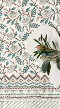 Load image into Gallery viewer, Tablecloth Block Print - Vineyard Green Brown 145x220 cm