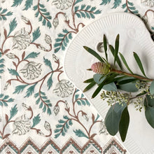 Load image into Gallery viewer, Tablecloth Block Print - Vineyard Green Brown 145x220 cm