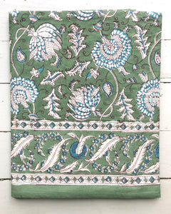 Tablecloth Block Print - Ivy Green 145x220 cm (165x270 cm coming soon)