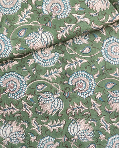 Tablecloth Block Print - Ivy Green 145x220 cm (165x270 cm coming soon)