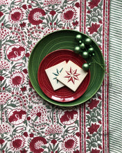 Load image into Gallery viewer, Tablecloth Block Print - Clavel Red Green 170x350 cm