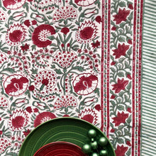 Load image into Gallery viewer, Tablecloth Block Print - Clavel Red Green 170x300 cm