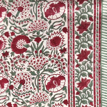 Load image into Gallery viewer, Tablecloth Block Print - Clavel Red Green 170x350 cm