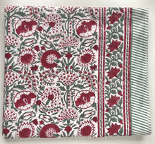 Load image into Gallery viewer, Tablecloth Block Print - Clavel Red Green 170x350 cm
