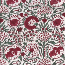 Load image into Gallery viewer, Tablecloth Block Print - Clavel Red Green 220 cm dia round - back end of Oct