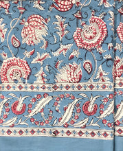 Load image into Gallery viewer, Tablecloth Block Print - Riviera Blue &amp; Pale Red 145x220 cm