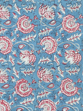 Load image into Gallery viewer, Tablecloth Block Print - Riviera Blue &amp; Pale Red 145x220 cm