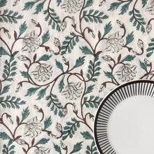 Load image into Gallery viewer, Tablecloth Block Print - Vineyard Green Brown 145x220 cm