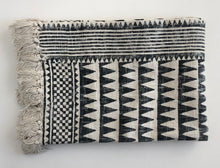 Load image into Gallery viewer, Throw Mysore Blockprint Triangle Chunky Cotton Charcoal Black