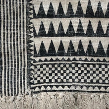 Load image into Gallery viewer, Throw Mysore Blockprint Triangle Chunky Cotton Charcoal Black