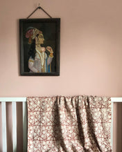 Load image into Gallery viewer, Throw Mysore Blockprint Flower Chunky Cotton Pink Rust