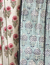 Load image into Gallery viewer, Tote &amp; Beach Bag Quilted Cotton Block-Print Pomegranate Dove Blue