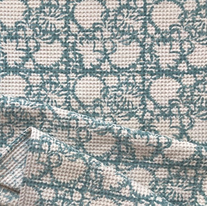 Hand Towel Waffle Block Print Aqua Blue 50x70 cm