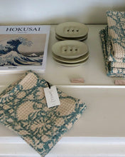Load image into Gallery viewer, Hand Towel Waffle Block Print Aqua Blue 50x70 cm