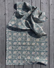 Load image into Gallery viewer, Hand Towel Waffle Block Print Aqua Blue 50x70 cm