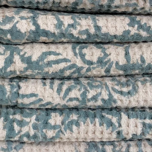 Hand Towel Waffle Block Print Aqua Blue 50x70 cm