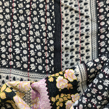 Load image into Gallery viewer, Vintage Kantha Throw – Black &amp; White Tulip Lilac Rose 130x210 cm