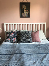 Load image into Gallery viewer, Vintage Kantha Cushion Cover - Black &amp; Light Beige Geometric