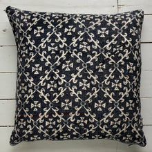 Load image into Gallery viewer, Vintage Kantha Cushion Cover - Black &amp; Light Beige Geometric