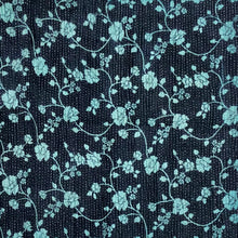 Load image into Gallery viewer, Vintage Kantha Cushion Cover - Black &amp; Aqua Turquoise Small Flower