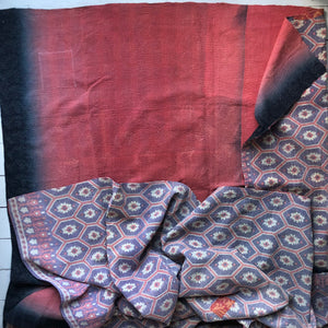 Vintage Kantha Throw – Soft Geometric Lavender Pink Ombre 140x235 cm