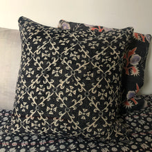 Load image into Gallery viewer, Vintage Kantha Cushion Cover - Black &amp; Light Beige Geometric