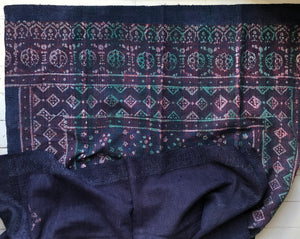 Vintage Kantha Throw – Dark Blue Indigo Block Print 120x210 cm