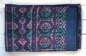 Vintage Kantha Throw – Dark Blue Indigo Block Print 120x210 cm