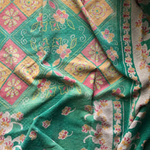 Load image into Gallery viewer, Vintage Kantha Quilt – Soft Dark Red Green Diamond 145x225 cm