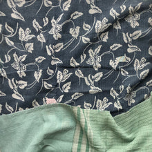 Load image into Gallery viewer, Vintage Kantha Throw – White Lily Dark Grey/Light Green 135x220 cm