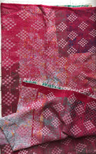 Load image into Gallery viewer, Vintage Kantha Quilt – Soft Dark Red Green Diamond 145x225 cm