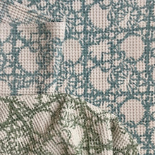 Load image into Gallery viewer, Bathrobe Waffle Block Print Aqua Blue