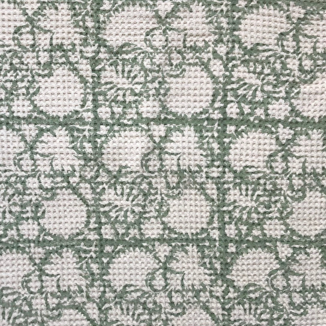 Bath Towel Waffle Block Print Sage Green 70x140 cm