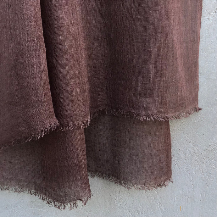 Scarf Washed Linen Chocolate Brown