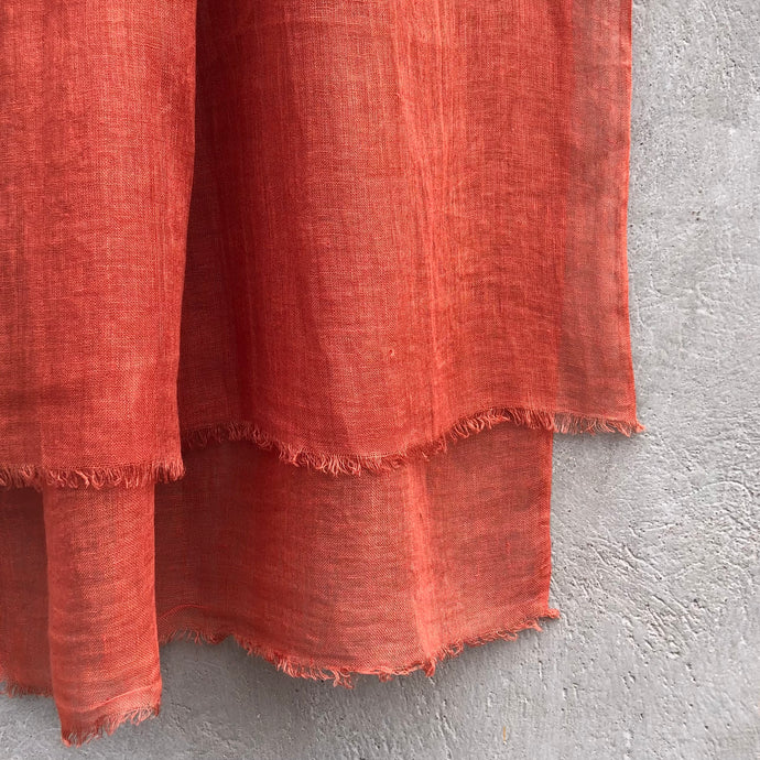 Scarf Washed Linen Coral Rust Orange