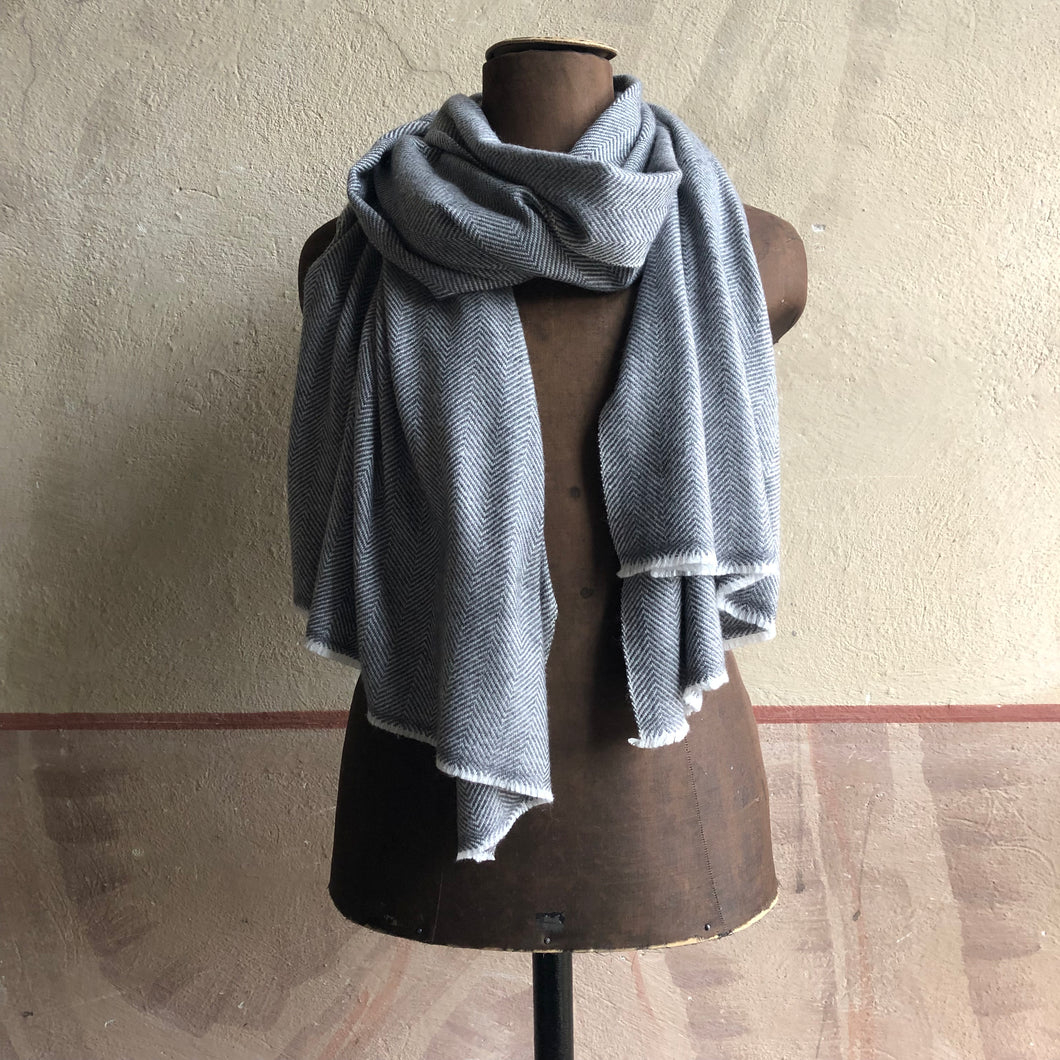 Scarf Soft Herringbone Wool Grey