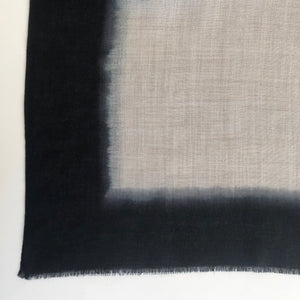 Scarf Dip Dye Border Linen/Black