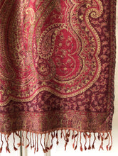 Load image into Gallery viewer, Shawl XL Paisley Dark Red Wool Jacquard 100x200 cm