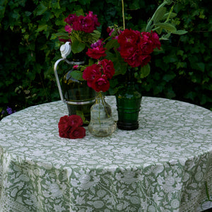 Tablecloth Block Print - Cardo Sage Green 165x270 cm