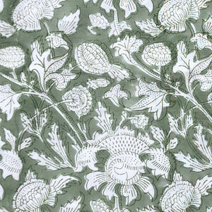 Tablecloth Block Print - Cardo Sage Green 145x220 cm