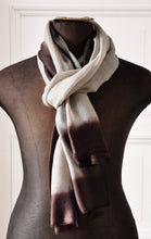 Load image into Gallery viewer, Scarf Dip Dye Border Linen/Coffee