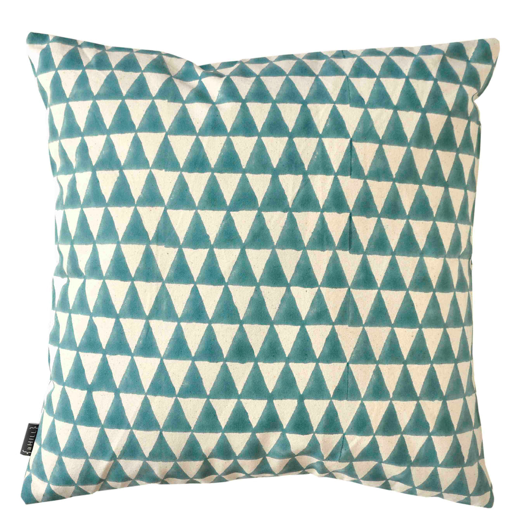 Cushion Cover Triangle Aqua Organic Cotton